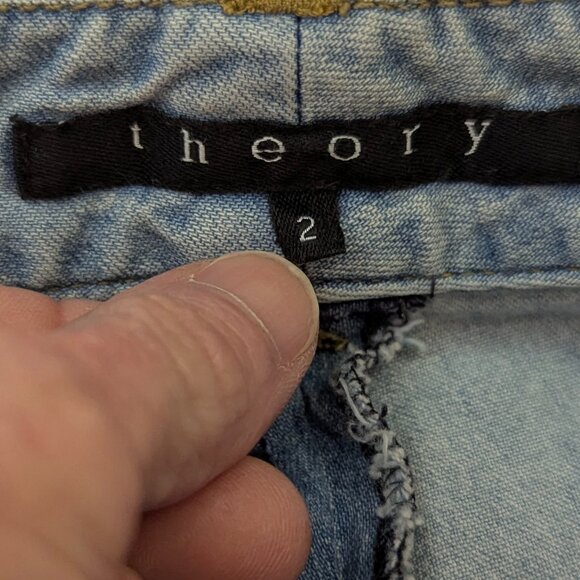 Theory Size 2 Light Wash Cargo Capri Jeans *See Note - Picture 4 of 12